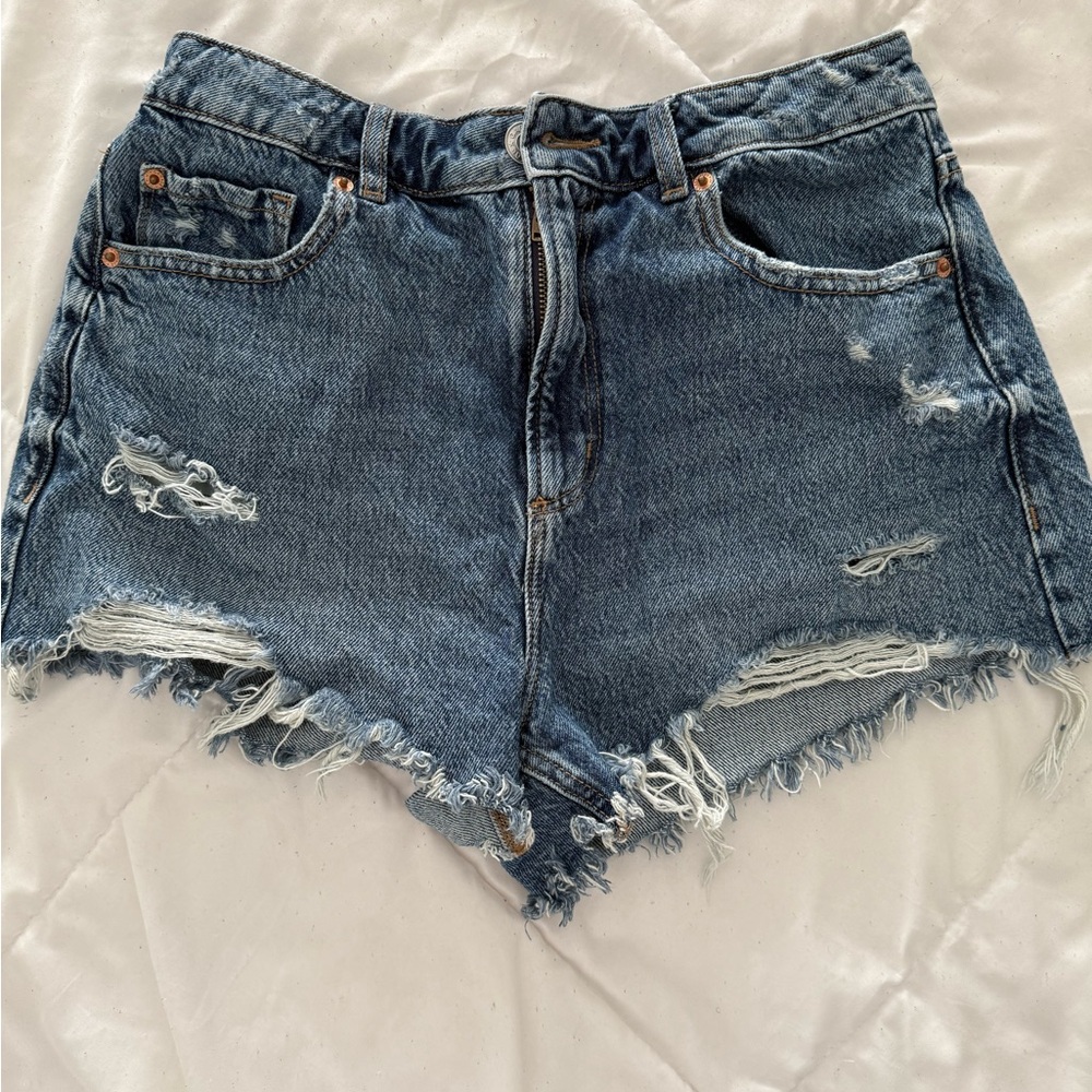 Garage Blue Distressed Jean Shorts
